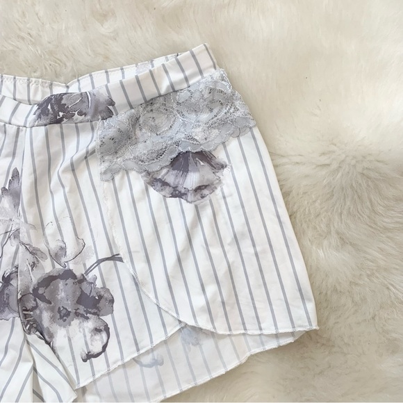 La Vie en Rose white and grey striped floral matching shirt and cami set - Picture 8 of 9